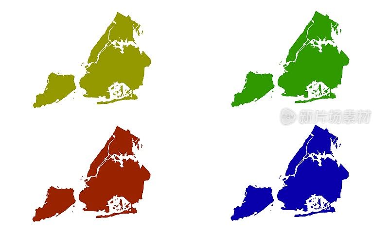 美国纽约市地图剪影