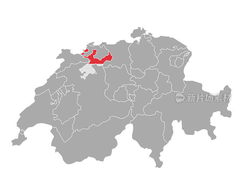 瑞士地图和索罗图恩旗