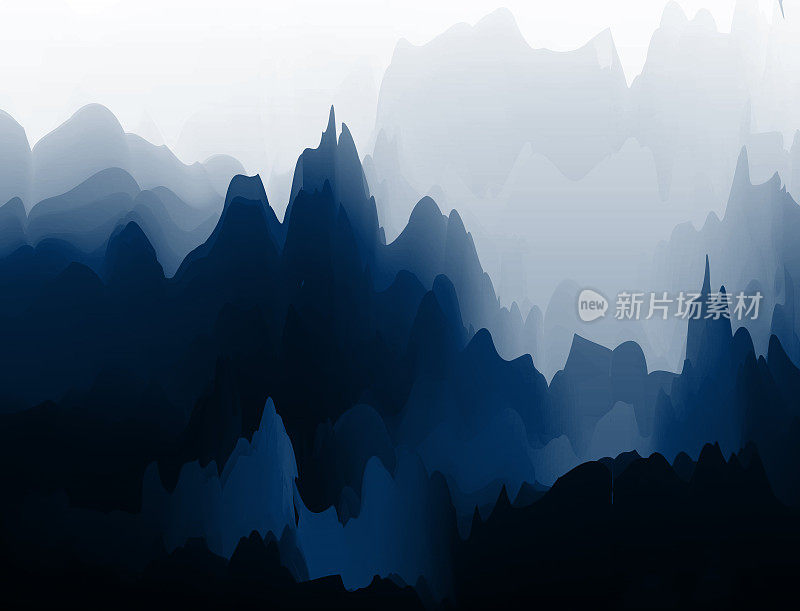 幻想中国画山形背景