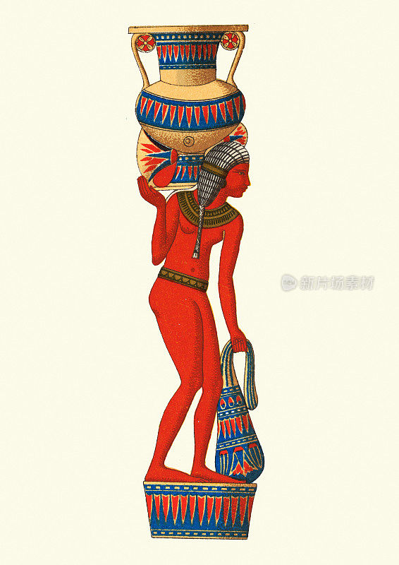 古埃及的搬运工，拿着花瓶的仆人