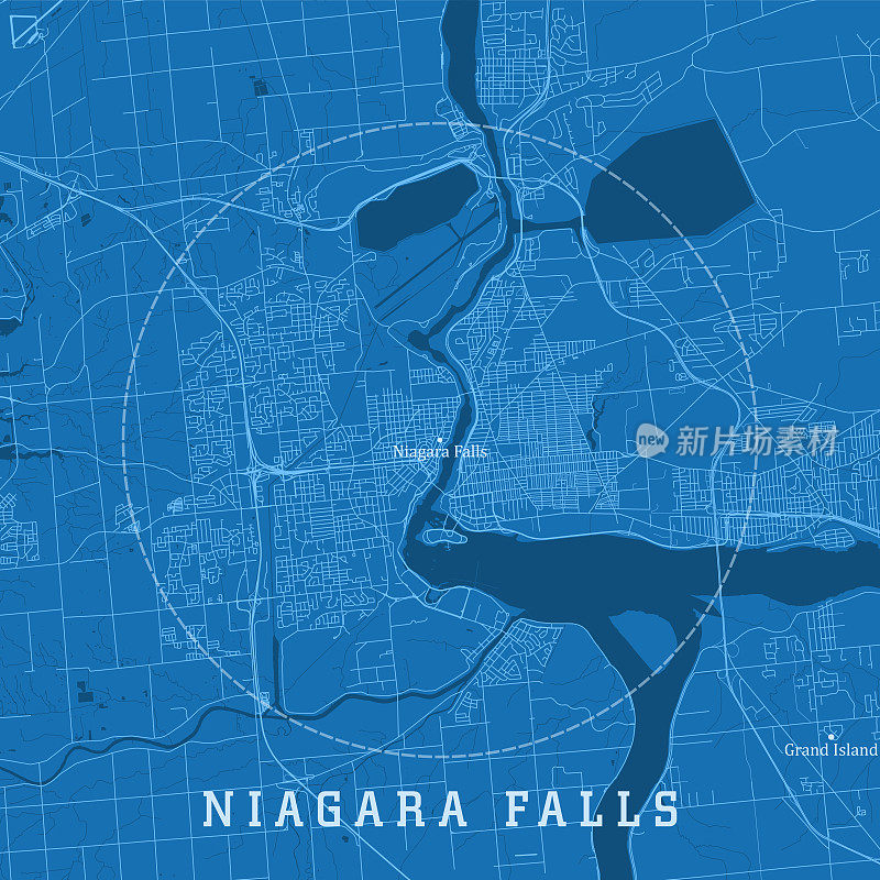 尼亚加拉瀑布在城市矢量道路地图蓝色文本