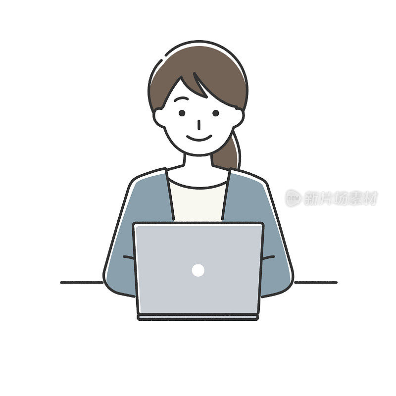 一名年轻女商人操作电脑的插图