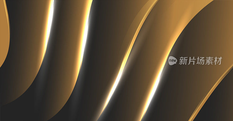 奢华的金色波浪创造抽象的背景，流体条纹三维特写