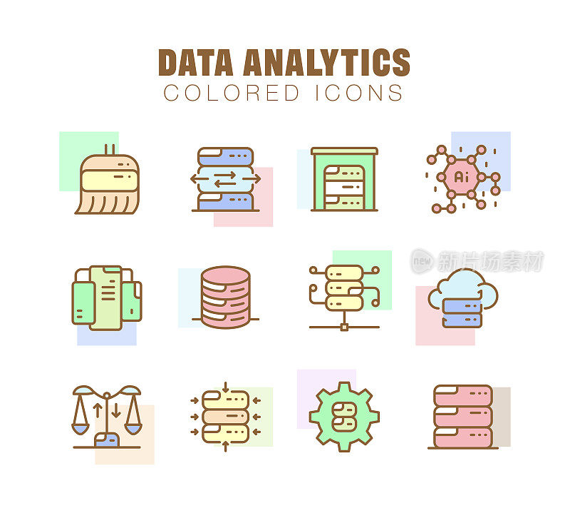 数据分析线图标集。可编辑的中风。像素完美。