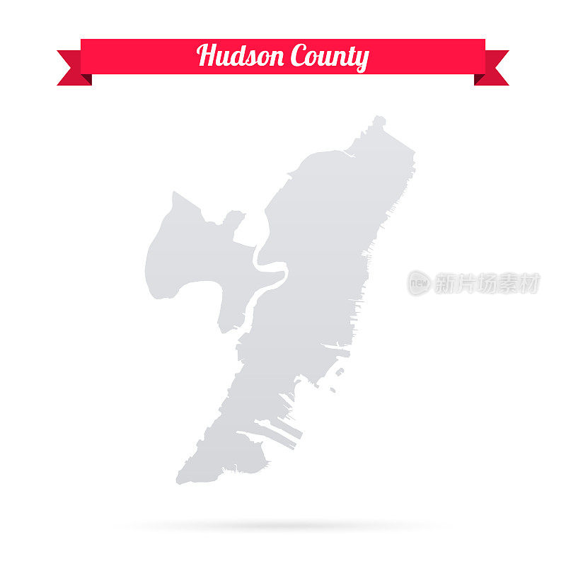 哈德逊县，新泽西。白底红旗地图