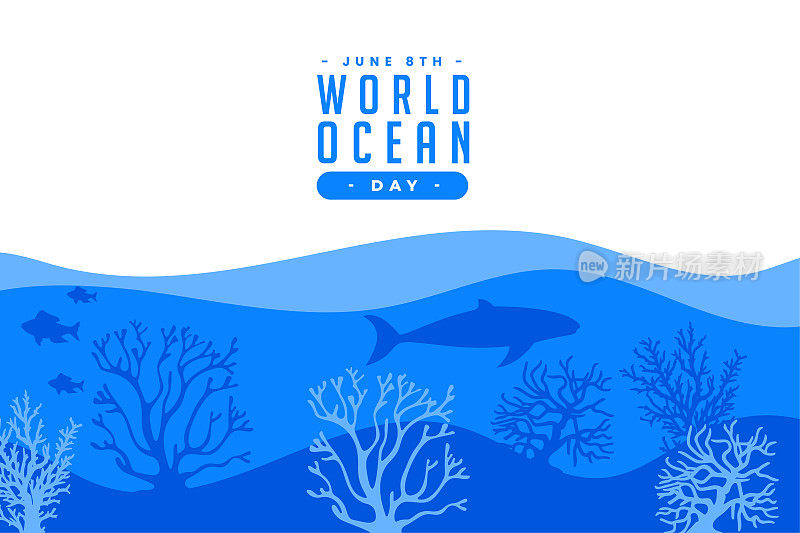 6月8日世界海洋日背景，鲸鱼和珊瑚设计