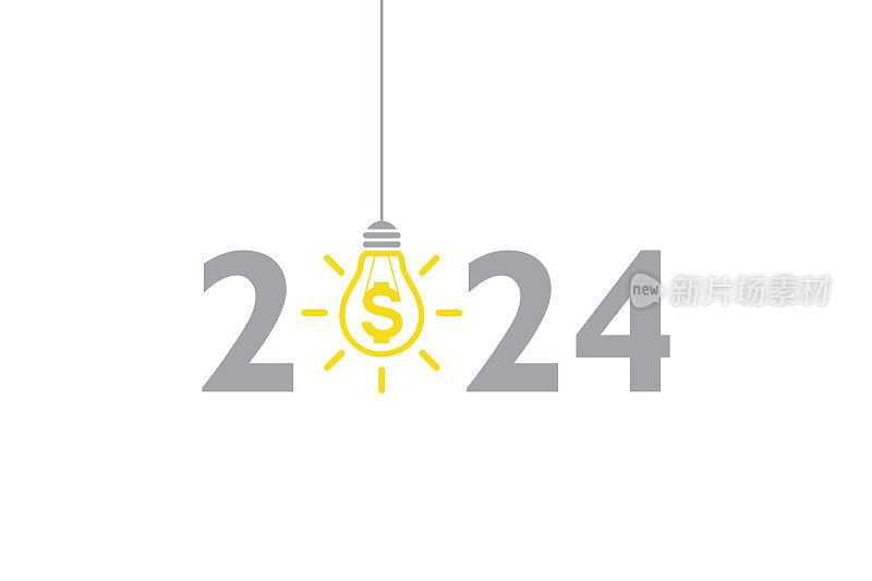 白底新年2024金融概念