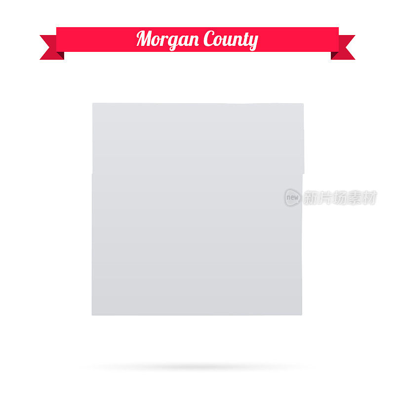 科罗拉多州的摩根县。白底红旗地图