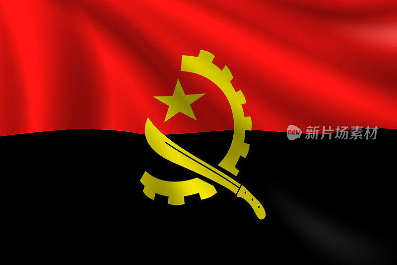 安哥拉国旗。安哥拉的旗帜。矢量标志背景。股票插图