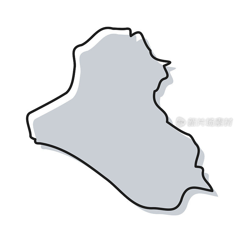 伊拉克地图手绘在白色背景-时尚的设计