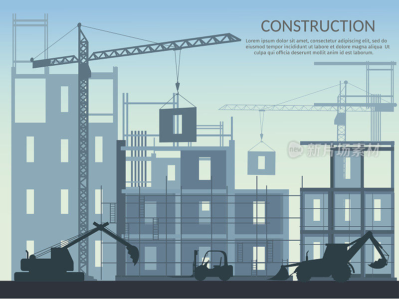 概念过程建设建设一个房子矢量插图背景