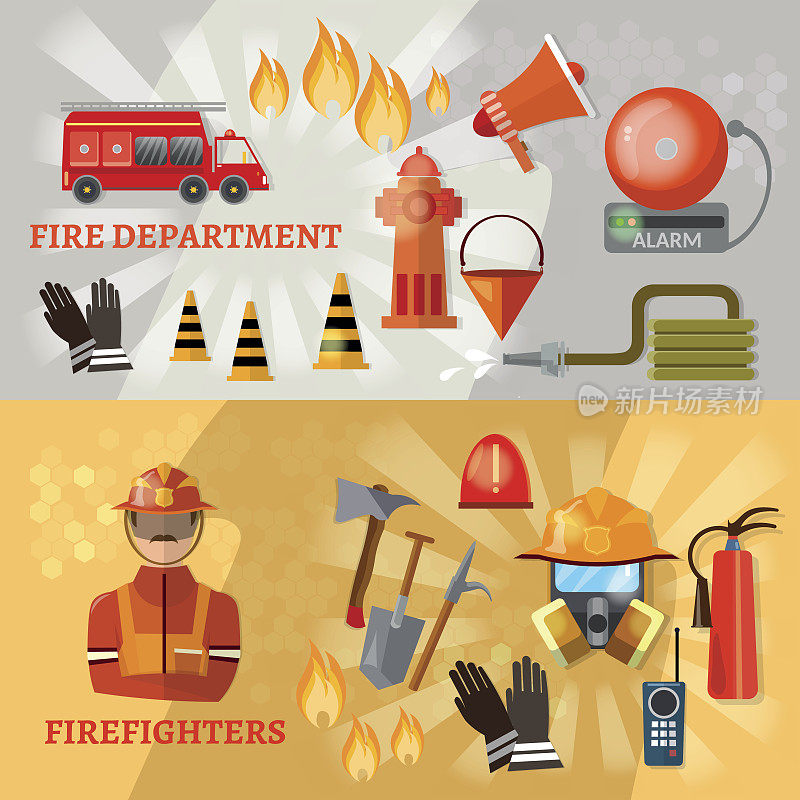 专业消防员横幅消防安全设备消防员