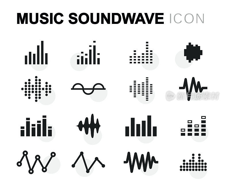 矢量平面音乐声波图标设置