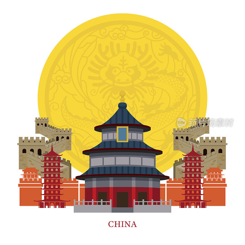 中国地标装饰背景