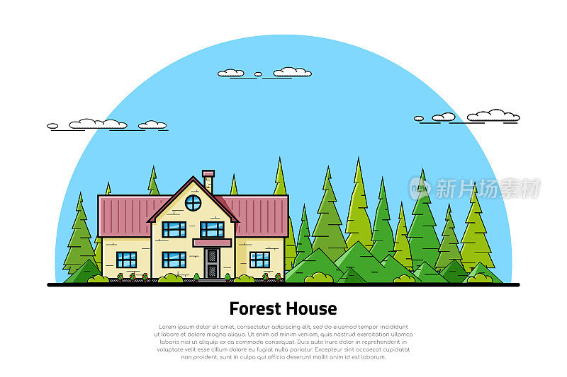 森林的房子的概念