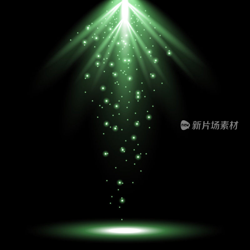 光线从上面射出，呈绿色