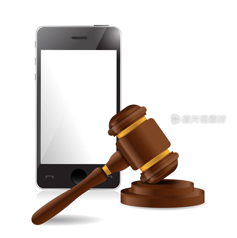 电话和法律锤子插图设计在一个白色的背景