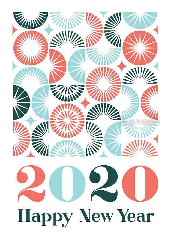 用烟花图案祝2020年新年快乐