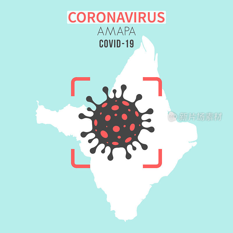 红色取景器显示冠状病毒(COVID-19)的阿玛帕地图