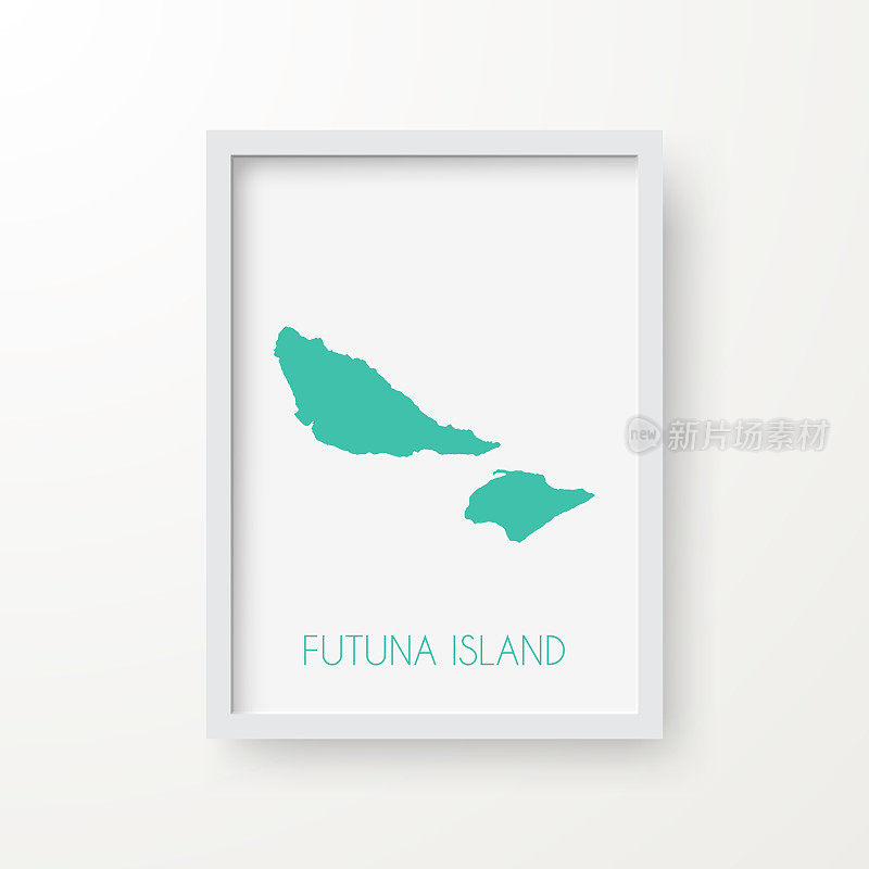 富图纳岛地图在一个框架上的白色背景