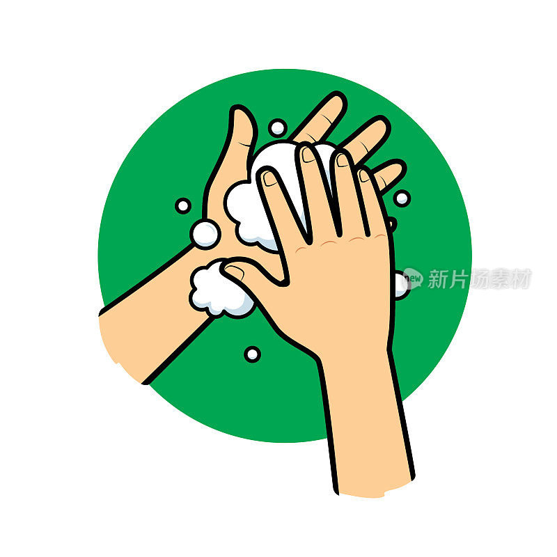 绘画、插图、洗手以防止细菌或病毒进入人体。洗手有助于防止细菌进入身体。远离冠状病毒或COVID-19。