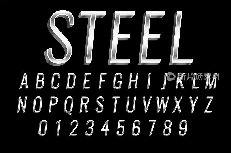 钢或银色闪亮的文字3d效果设计