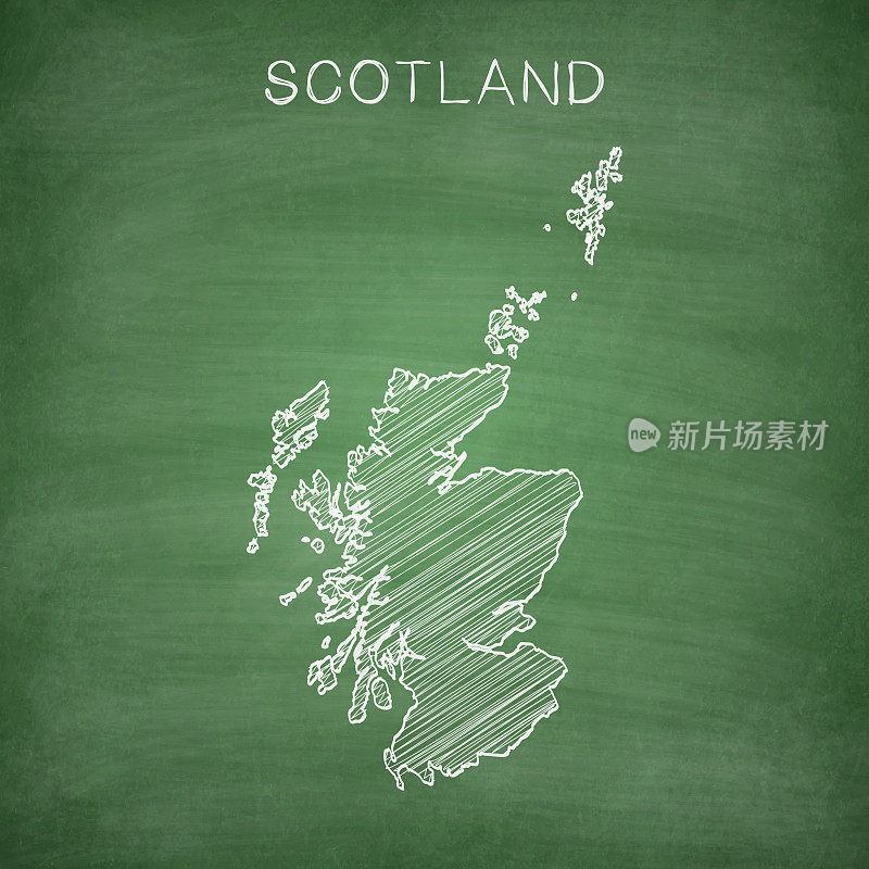 苏格兰地图画在黑板上-黑板
