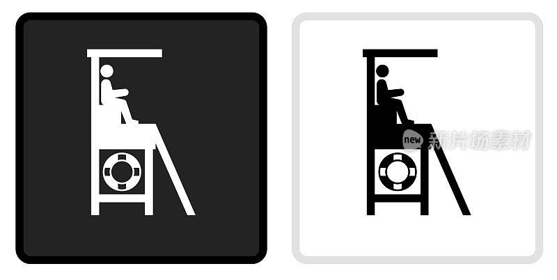 救生员图标在黑色按钮与白色翻转