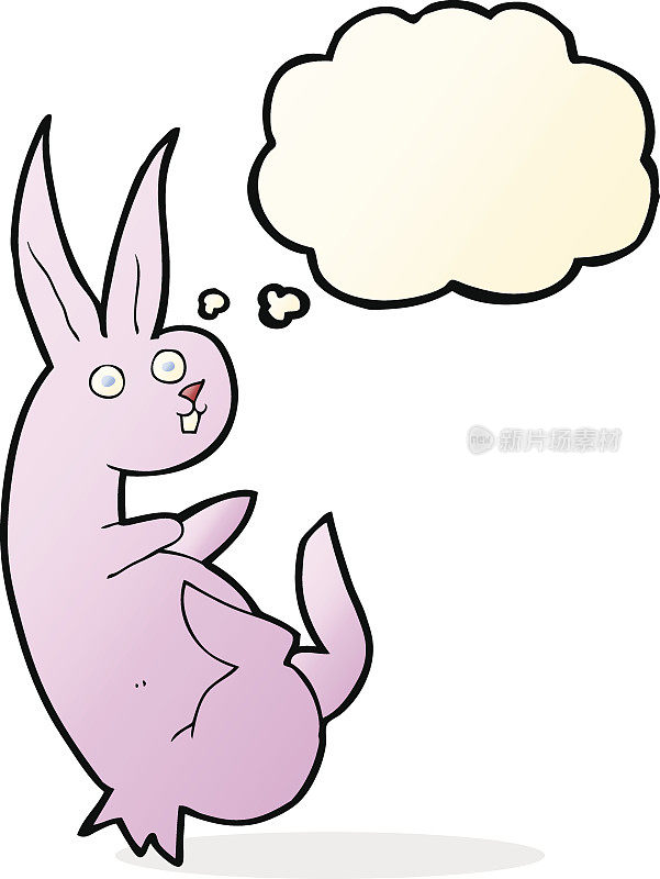 用思想泡泡提示卡通兔子