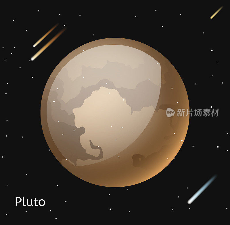 冥王星行星3d矢量插图