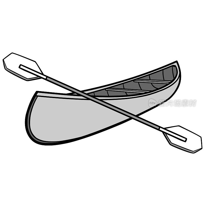 独木舟和桨插图