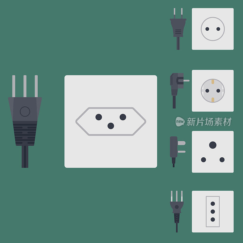 电源插座矢量图能源插座电源插头欧洲电器内部图标