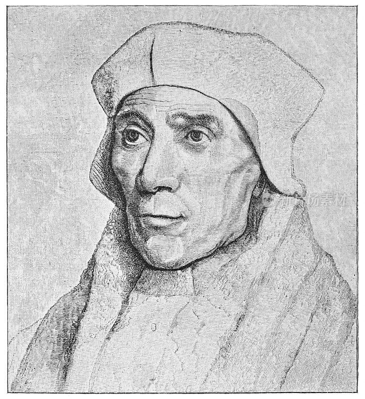 16世纪年轻的汉斯·霍尔拜因绘制的罗彻斯特主教圣约翰·费希尔肖像