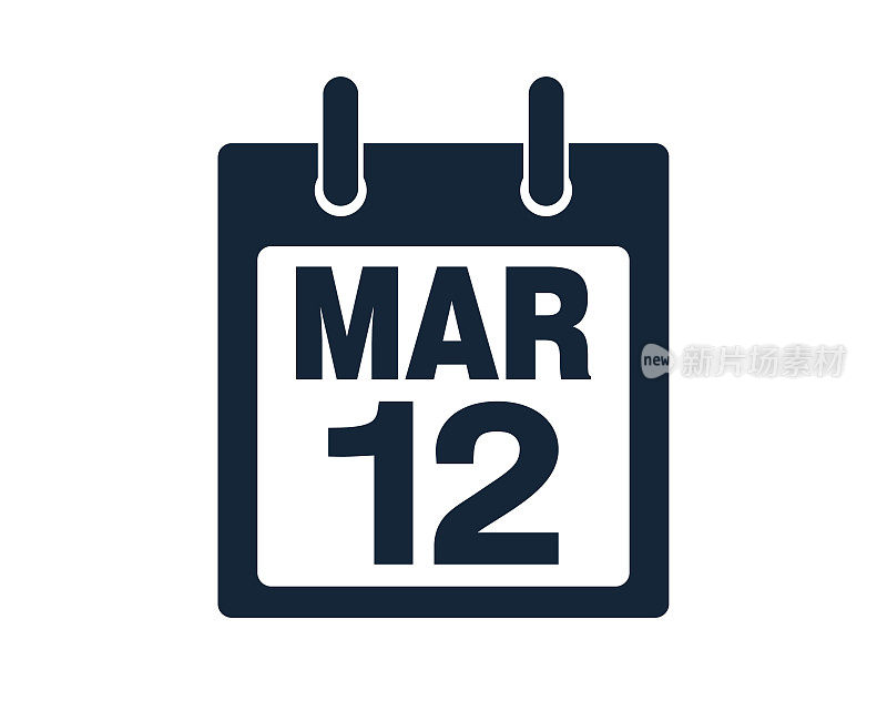3月12日日历图标股票矢量插图