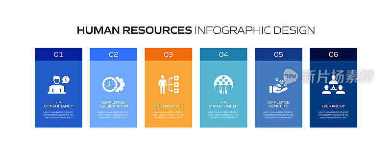 人力资源信息图表模板，元素和图标。简单的矢量信息图设计