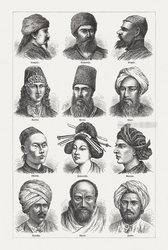 19世纪亚洲人木刻，1893年出版