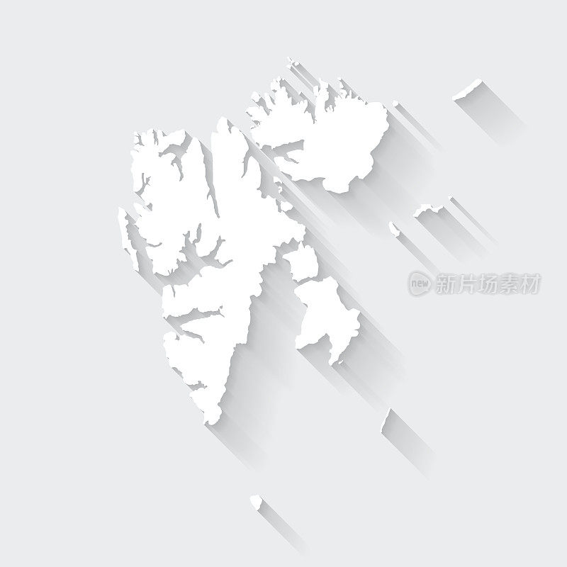 斯瓦尔巴特群岛地图与空白背景的长阴影-平面设计