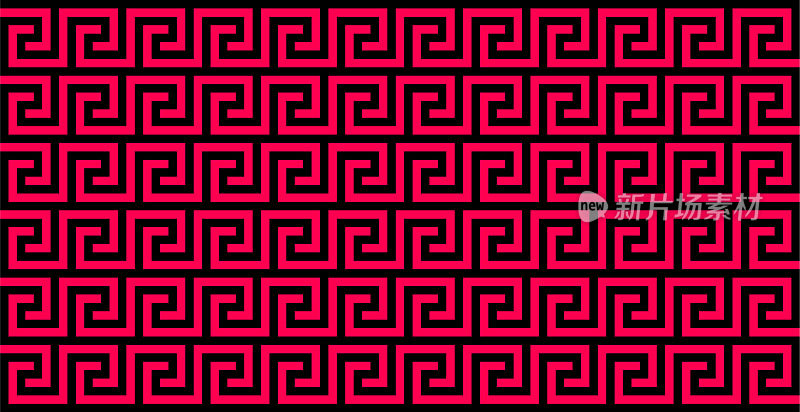 无缝曲流模式在红和黑颜色，希腊关键模式背景