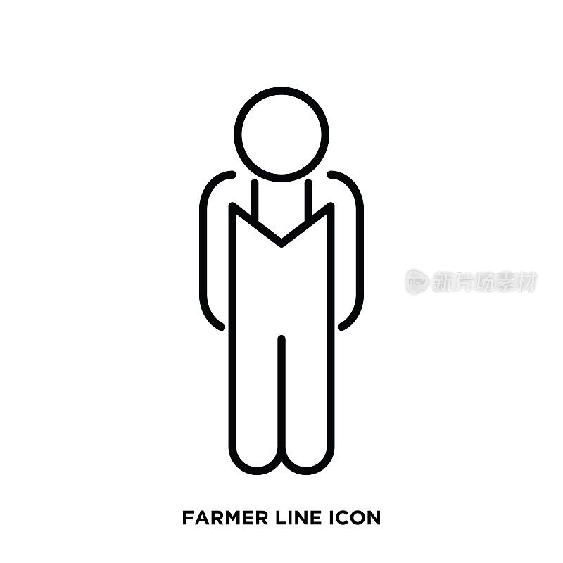 农民图标。人的偶像。线图标孤立在白色背景上。股票插图