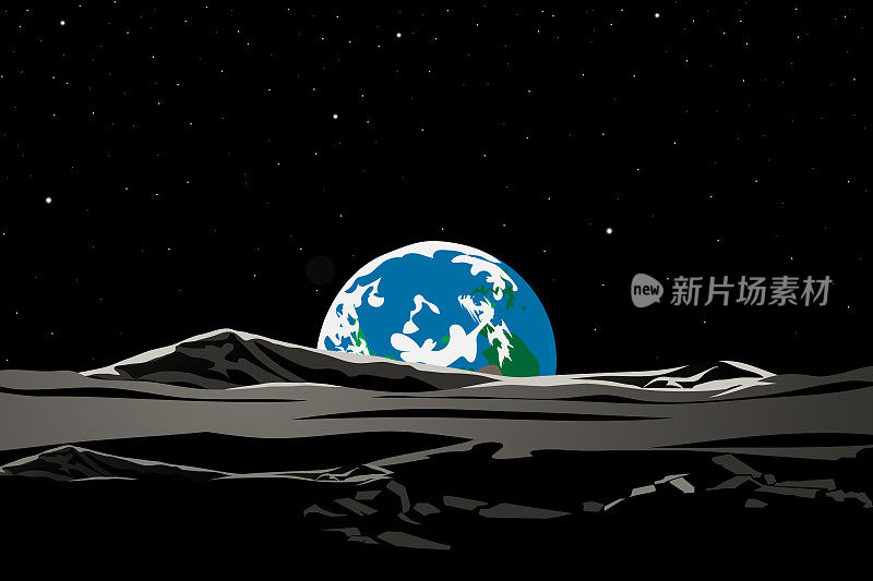 有月球和地球的太空海报