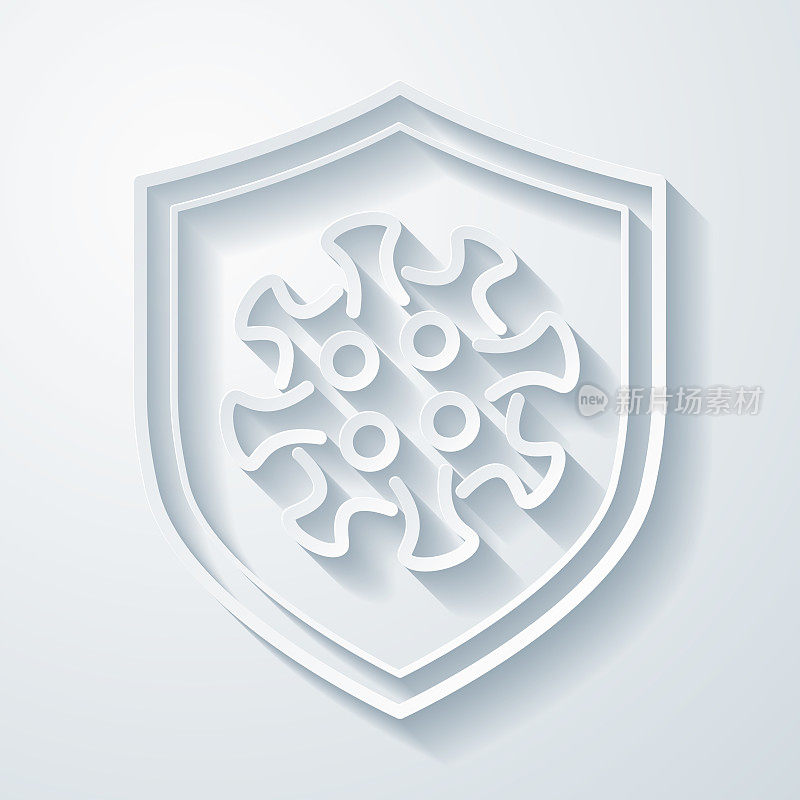 冠状病毒保护。在空白背景上具有剪纸效果的图标