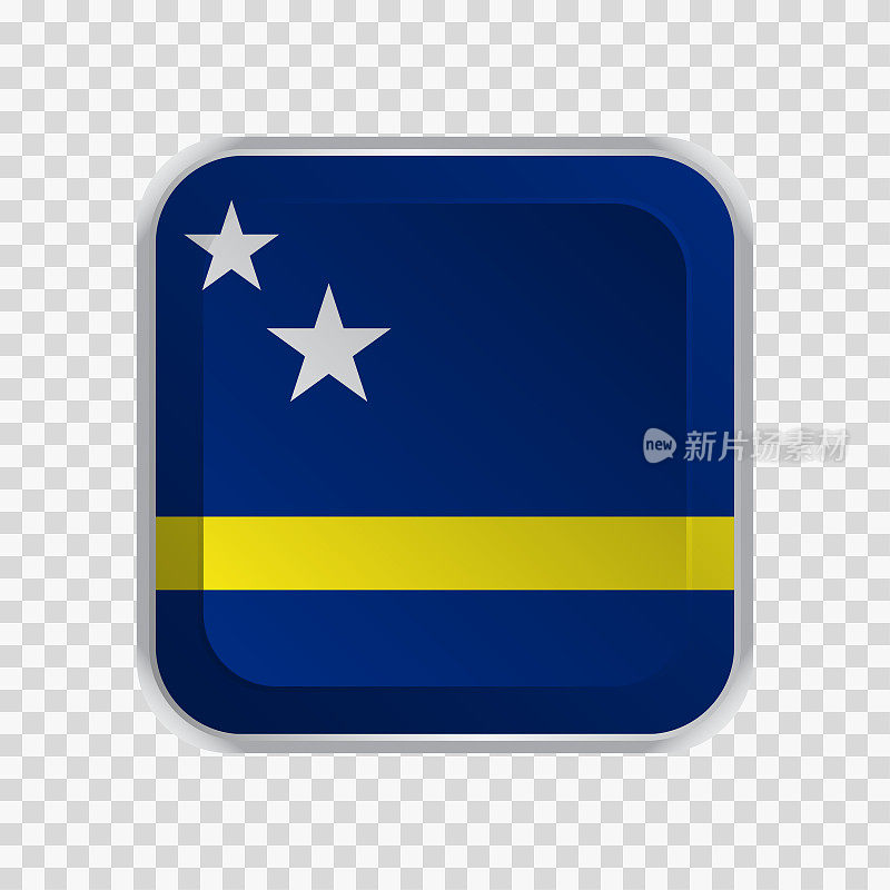 网站透明背景元素的方形按钮上的库拉索岛旗帜