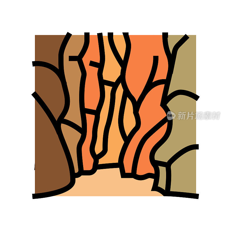 羚羊峡谷彩色图标矢量插图