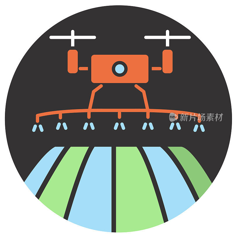 现代农场和农业无人机灌溉图标