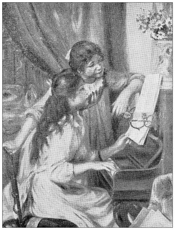 古董插图:雷诺阿的画作《钢琴前的女孩》