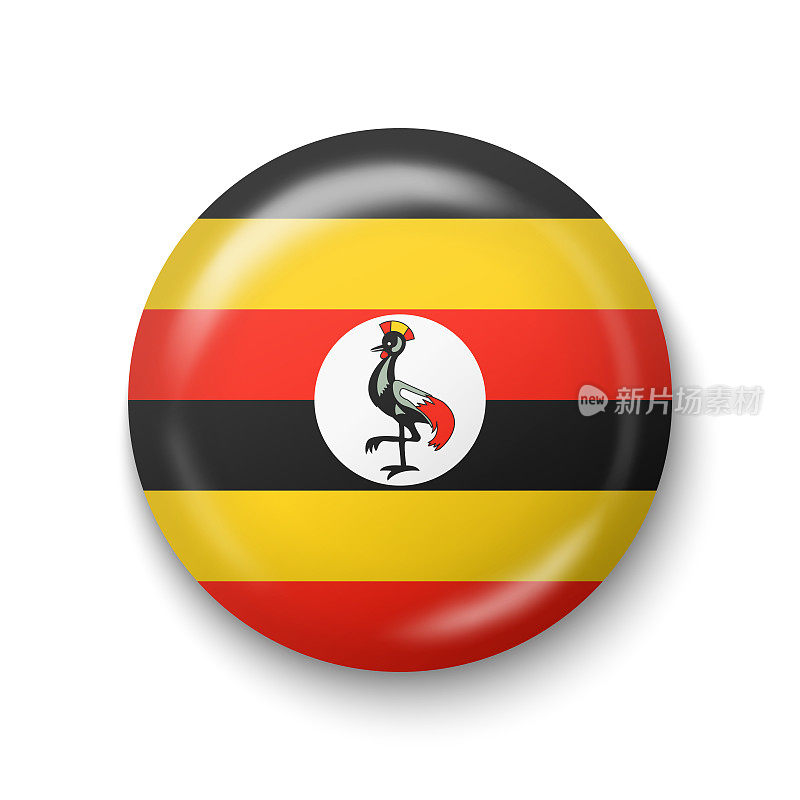 乌干达国旗-圆形光泽图标。