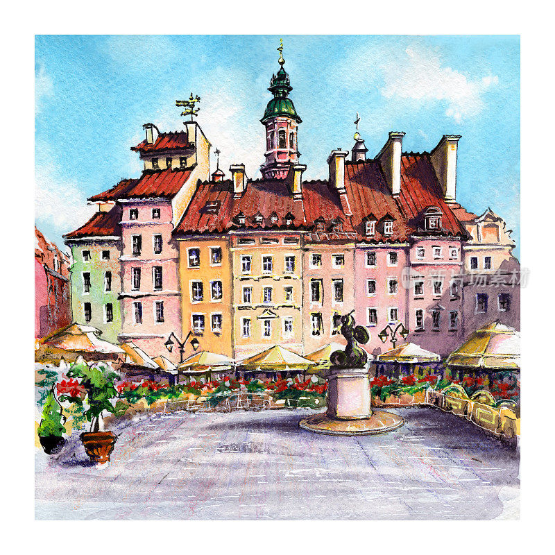 波兰华沙的城堡广场