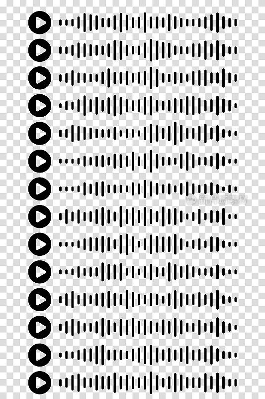 音频波图标声音歌曲播客设置或语音消息透明隔离的背景。语音消息。矢量图