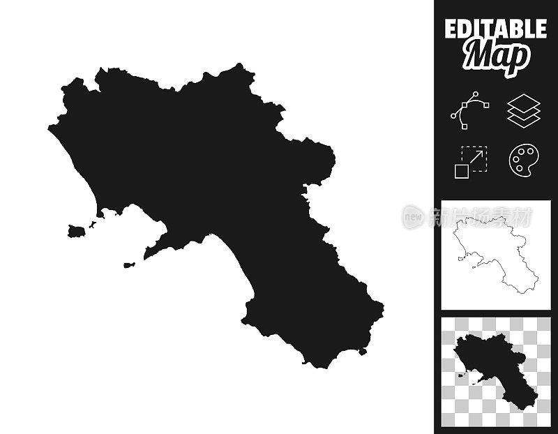 设计用Campania地图。轻松地编辑