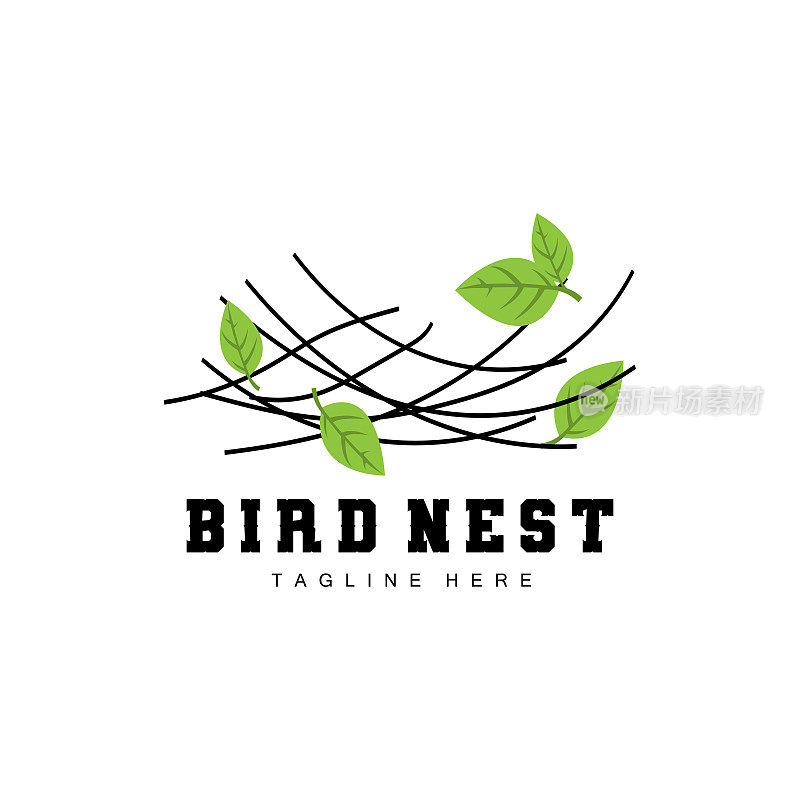 鸟巢标志设计，鸟屋矢量蛋，鸟树标志插画